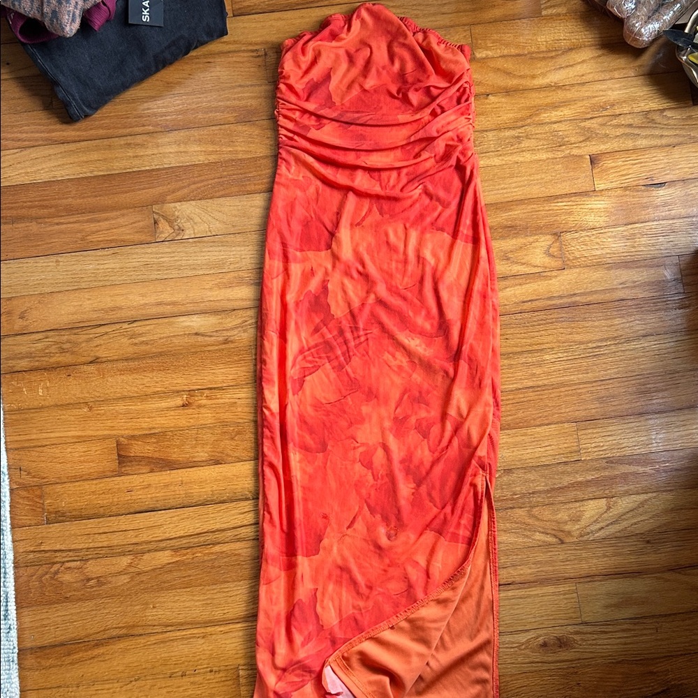 Shein Orange Strapless Dress